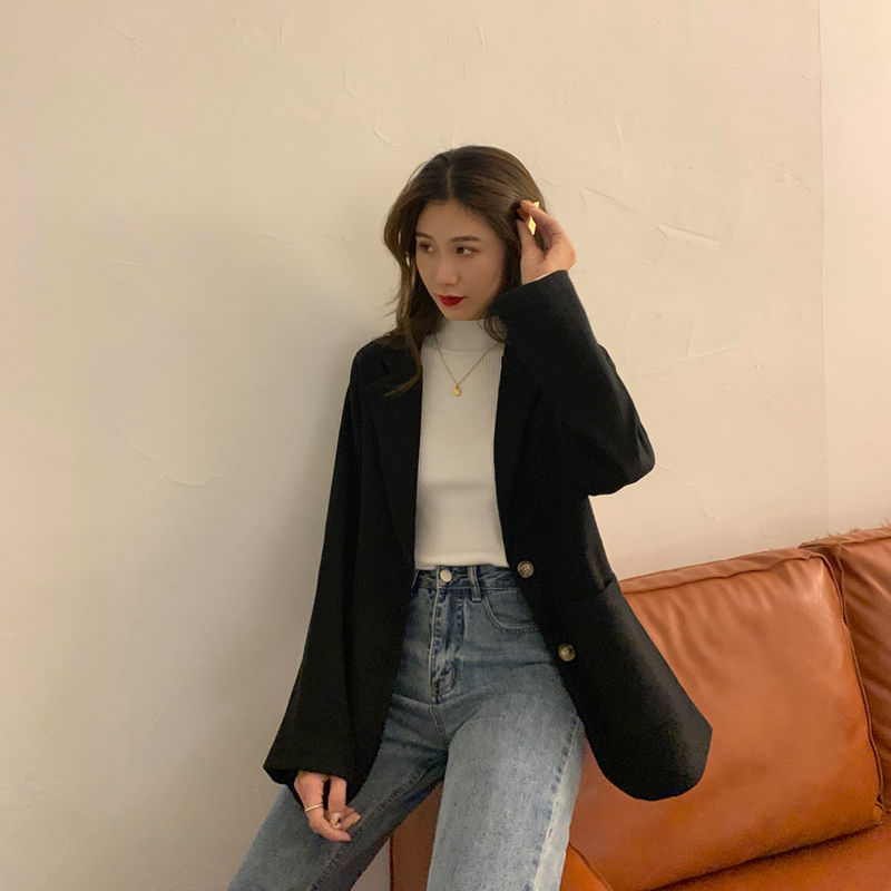 Áo sweater cổ cao co giãn thoải mái dễ phối quần áo