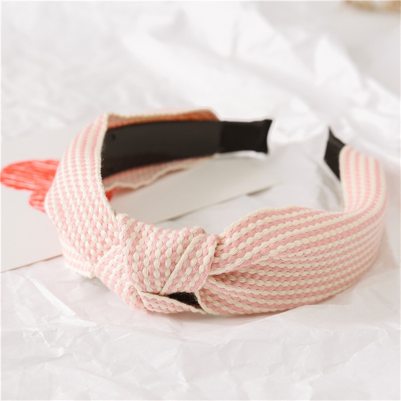 Băng Đô Cài Tóc Bản Rộng Họa Tiết Kẻ Sọc Đơn Giản Cho Nữ