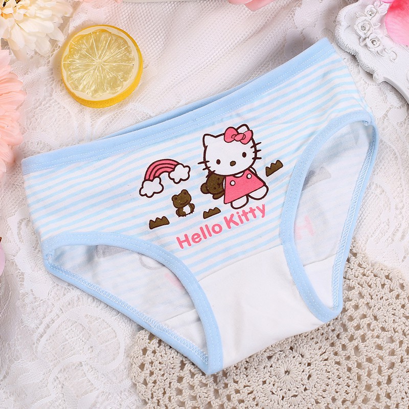 Quần chip cotton hình Kitty cho bé gái 1-12 tuổi chất thun co giãn thoáng mát nhiều màu sắc