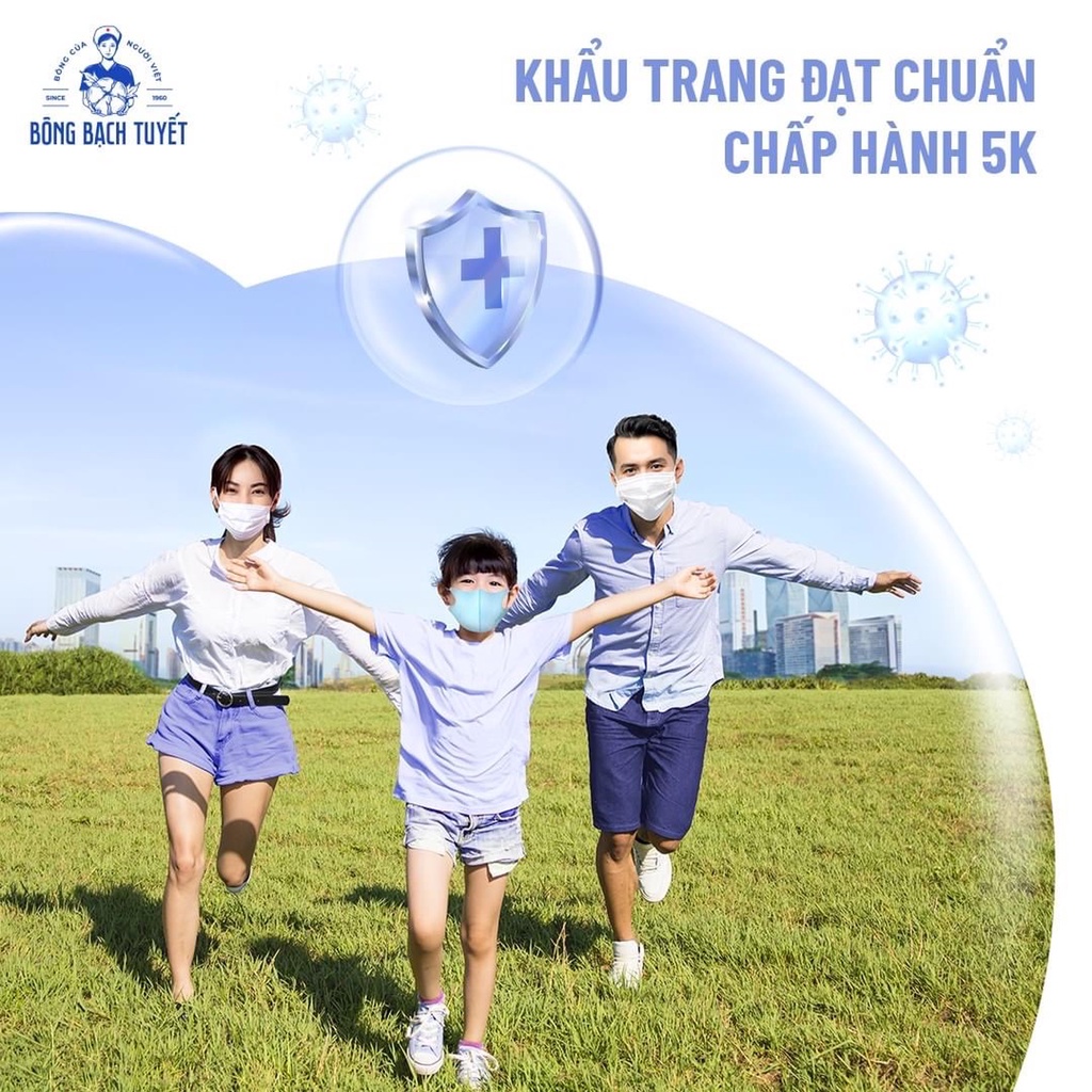Khẩu trang y tế Meriday Bạch Tuyết gói 10 cái than hoạt tính 4 lớp
