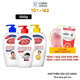 Nước rửa tay Lifebuoy 500g giúp sạch khuẩn và bảo vệ vượt trội khỏi 99.9%