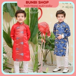 Áo dài cách tân Oliriver size 1-10 cho bé trai, chất liệu lụa gấm cao cấp mềm mại họa tiết chú hổ tinh nghịch đáng yêu