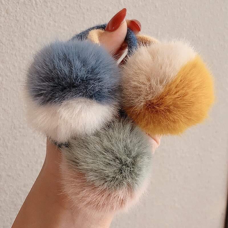 🍪Chun cột tóc cục lông 2 mầu, chun buộc tóc lông thỏ