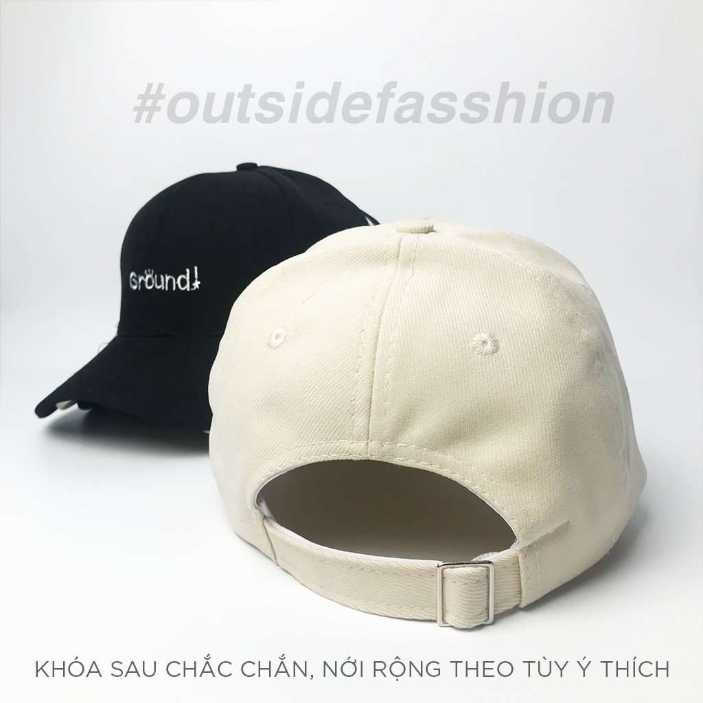 Mũ lưỡi trai nam nữ hàn quốc, Nón lưỡi trai nam nữ đen be thêu chữ YOURS CRUISE GROUND form unisex vải cotton N06