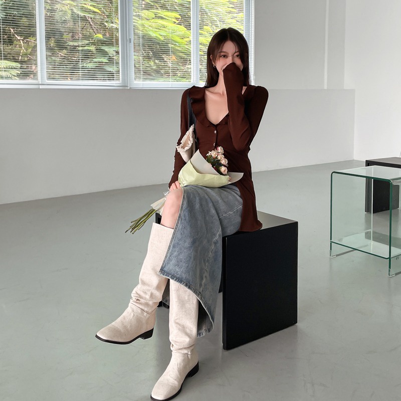 Áo cardigan Dệt Kim Tay Dài Dáng Ôm Phong Cách retro Thời Trang Dành Cho Nữ