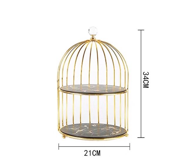 Giá sứ để bánh mứt kẹo hình lồng chim