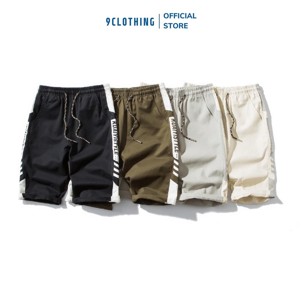 Quần đùi nam kaki dáng thể thao phối viền 4 màu trẻ trung năng động phong cách streetwear Ulzzang Hàn từ 9CLOTHING