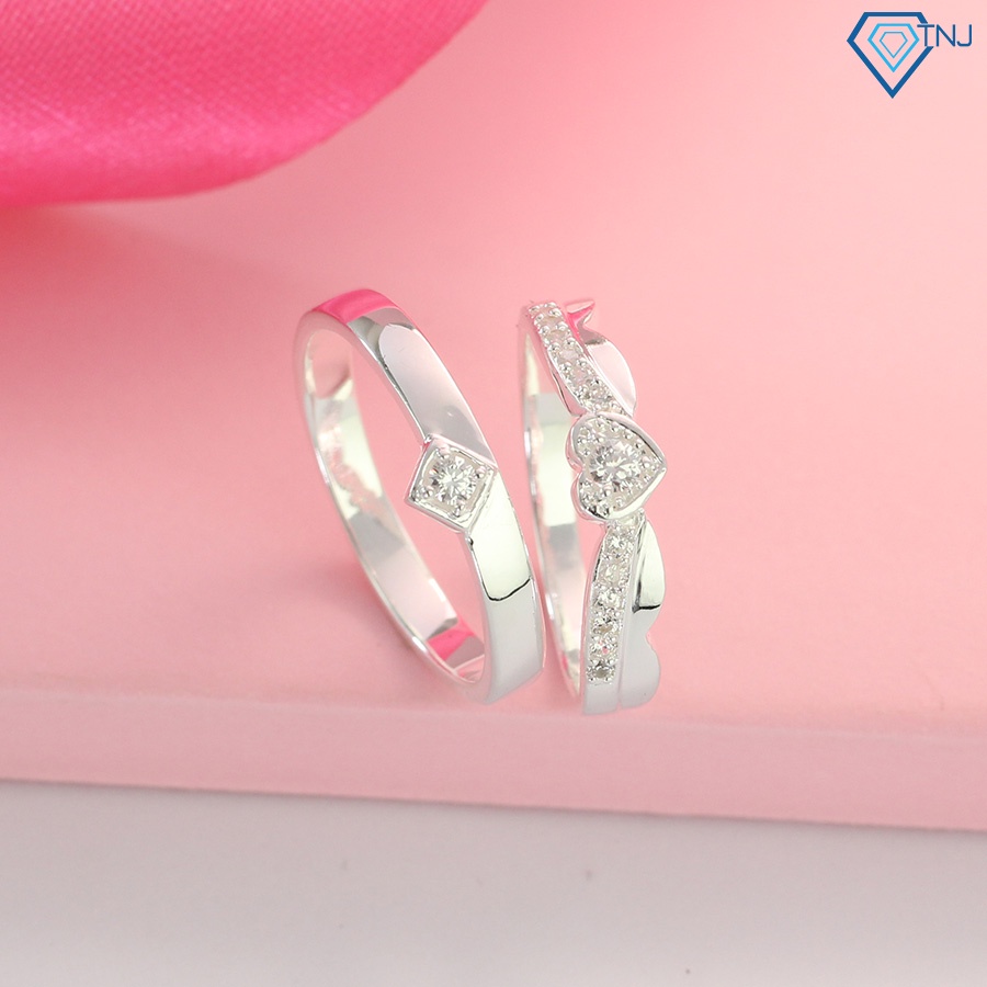 Nhẫn bạc đôi nam nữ đính đá khắc tên theo yêu cầu ND0413 Trang Sức TNJ