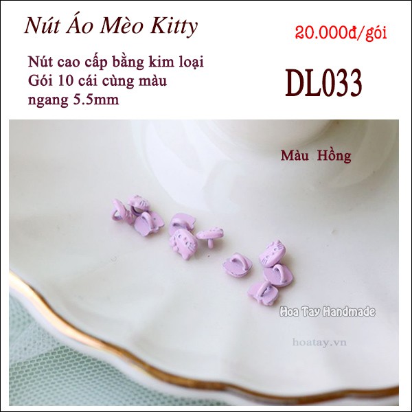 Nút Áo Siêu Nhỏ Hình Mèo Kitty - Nút Áo Cao Cấp cho búp bê, thú bông nhí DL033