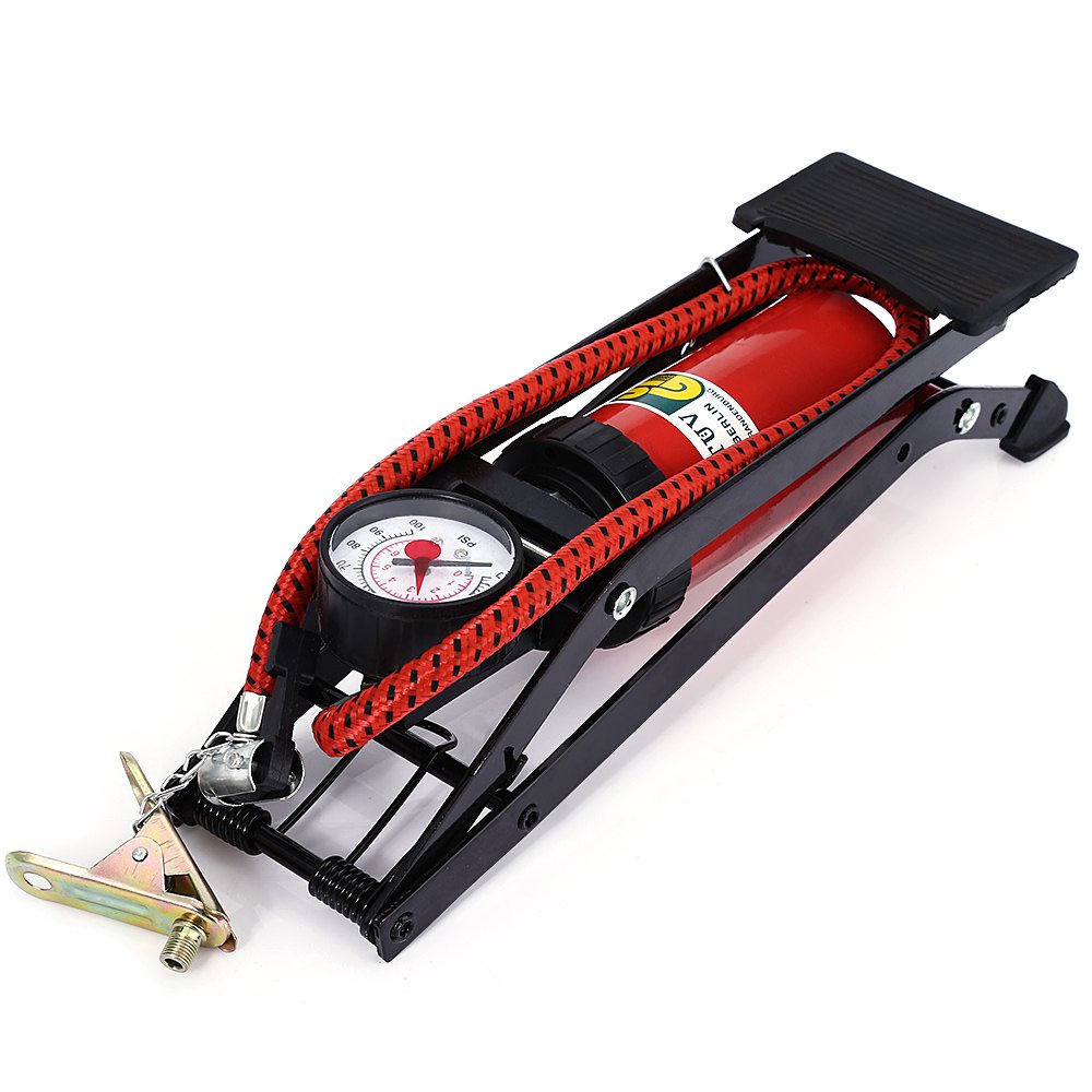 Máy bơm hơi bánh xe, lốp xe với 2 ống hơi Da Li Shen 49x31x47cm, giúp tiết kiệm thời gian và lực bơm dễ đạp dễ xếp gọn