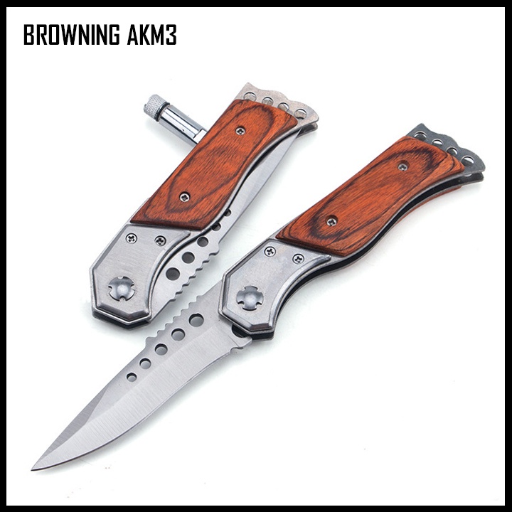 Dao phượt bấm BROWNING AKM3 cắt gọt hoa quả gấp gọn có bao đựng bỏ túi tiện lợi