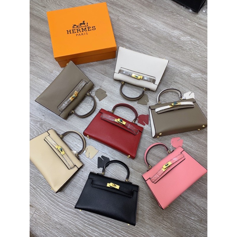 Túi chữ H size 22 và size 19 dáng lùn da lì tag vàng 89018#