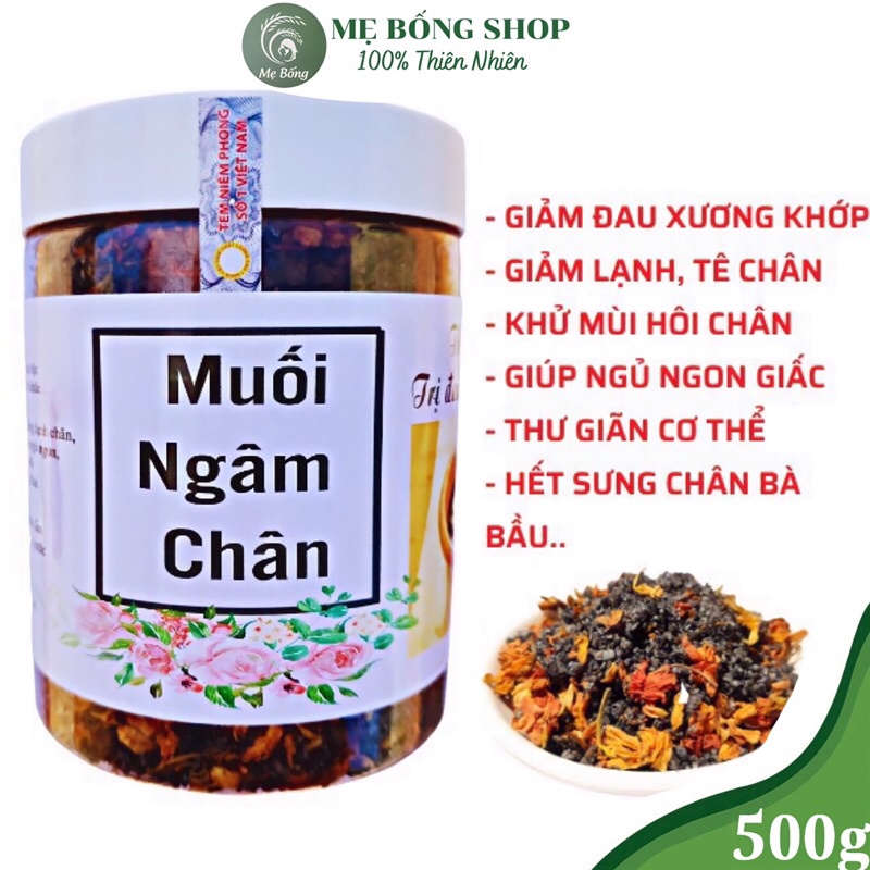 Muối ngâm chânfreeship50k muối ngâm chân thảo dược chống hôi chân, giữ ấm Lọ 500g (dùng được tầm 40-45 lần) -Mẹ Bống