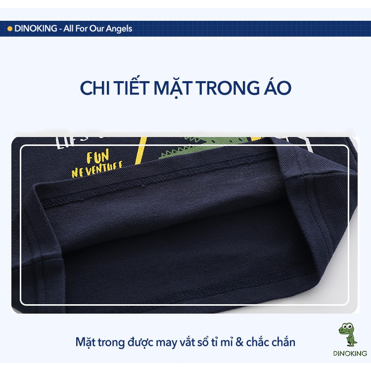 Áo Polo cho bé trai DINOKING Áo phông có cổ trẻ em 1 - 7 tuổi họa tiết kẻ sọc oto AT12