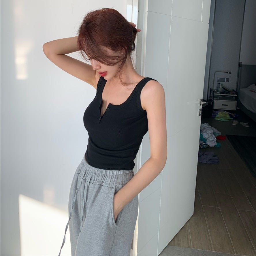 Áo Thun Không Tay Ôm Sát Phong Cách Hàn Quốc Dành Cho Nữ
