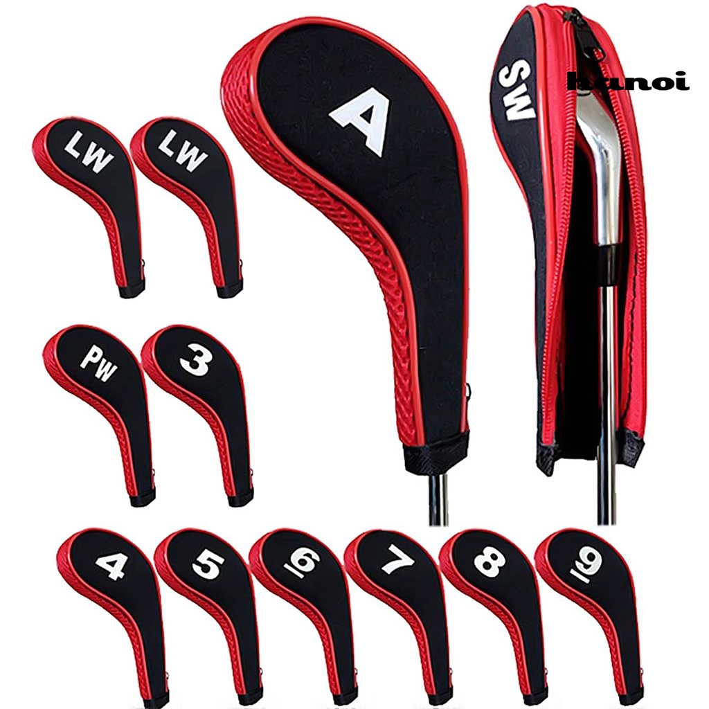 Set 12 Vỏ Bọc Bảo Vệ Đầu Gậy Đánh Golf Có Khóa Kéo Tiện Dụng