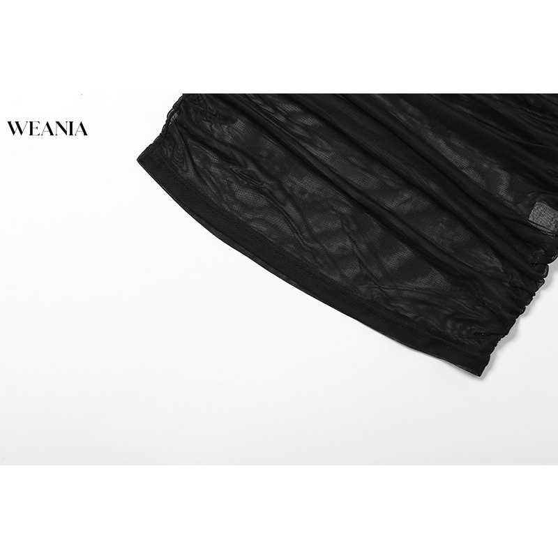 Đầm Trễ Vai Phối Lưới Xuyên Thấu Phong Cách Quyến Rũ