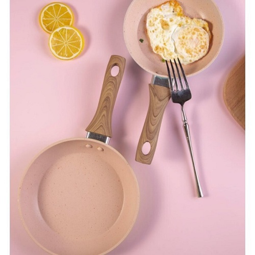 [ 𝑯𝑨̀𝑵𝑮 𝑪𝑨𝑶 𝑪𝑨̂́𝑷 ] Chảo Đá Chống Dính Cán Vân Gỗ Cao Su Siêu Bền Dùng Tất Cả Bếp Gas, Bếp Từ, Bếp Điện Size 16cm