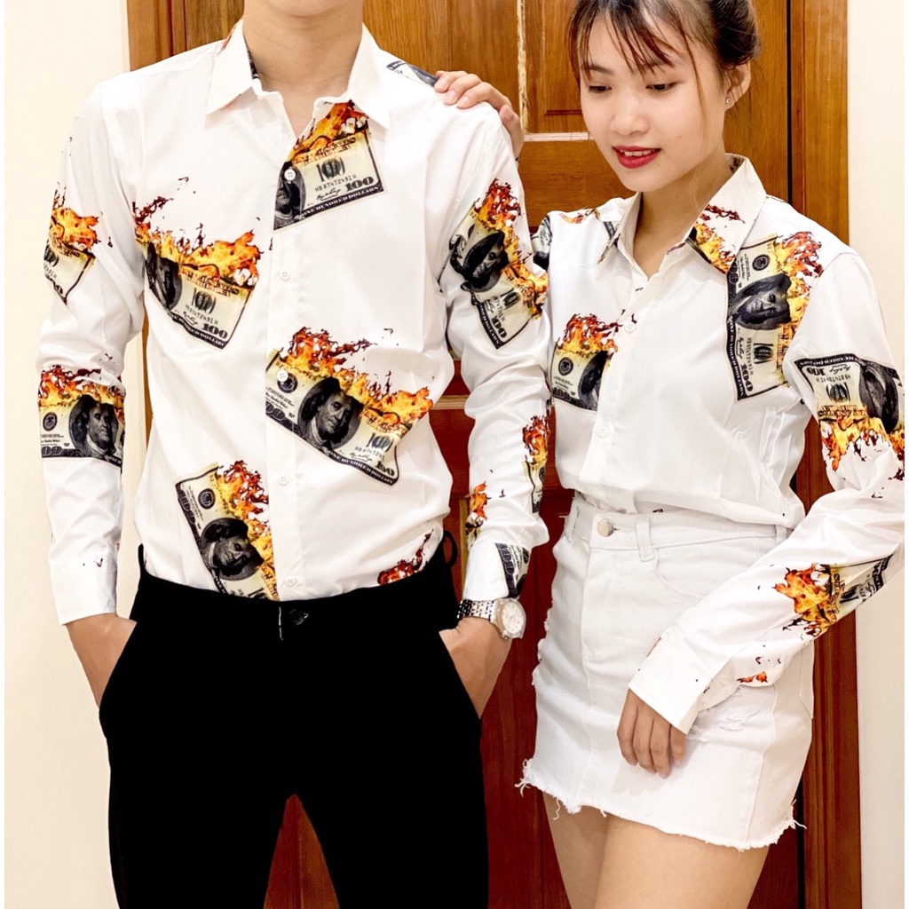 ÁO SƠ MI NAM LỤA CAO CẤP NHẤT- HỌA TIẾT 5D DOLLAR SIÊU SÀNH ĐIỆU