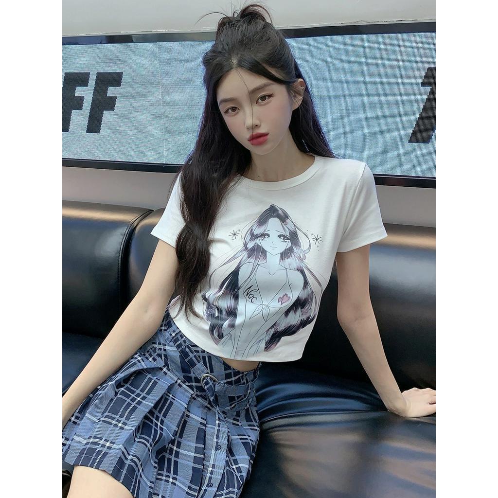 Áo Thun Ngắn Tay Dáng Ôm In Họa Tiết Thời Trang Mùa Hè 64019 Cho Nữ