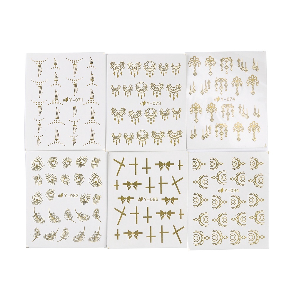 30 Miếng Dán Móng Hình Nhện Màu Vàng / Bạc