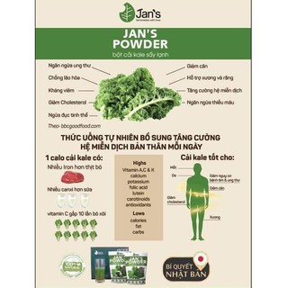 Bột Cải Xoăn Kale sấy lạnh Jan's