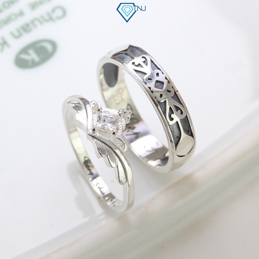 Nhẫn đôi hiệp sĩ và công chúa nam nữ bạc khắc tên ND0471 Trang Sức TNJ