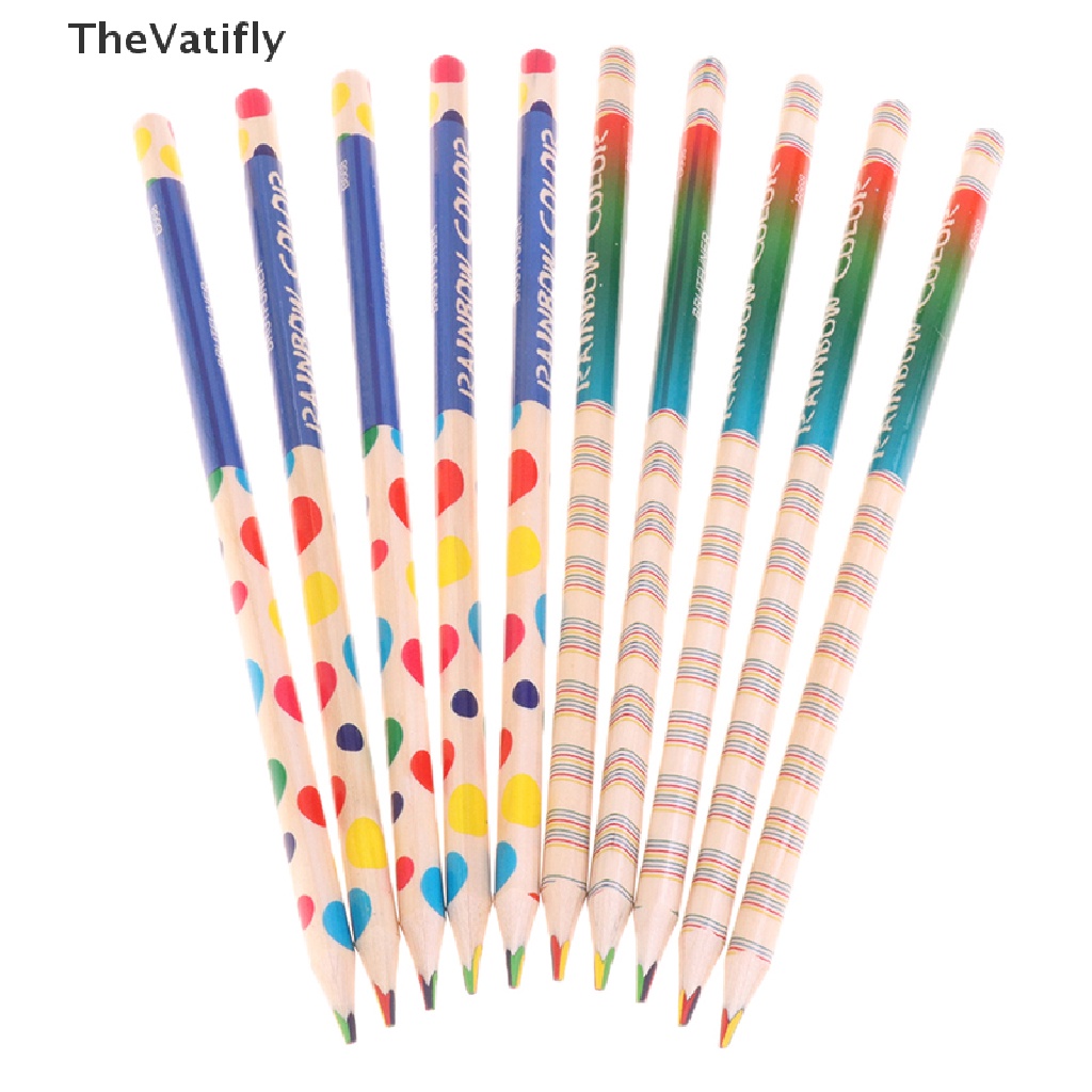 [Thevalifly] Set 10 Bút Chì Ngòi Mảnh Bốn Màu Sắc Cầu Vồng Sáng Tạo