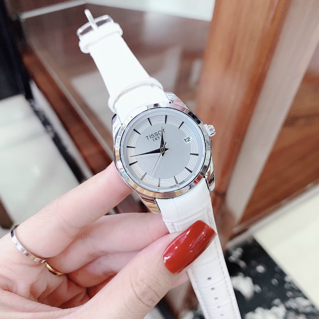 Đồng Hồ Tisot nữ mặt tròn dây da bóng bảo hành 12 tháng kèm box