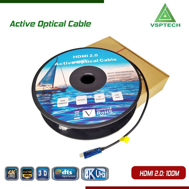 Cáp Active Opticail HDMI 2.0V SỢI QUANG HỖ TRỢ 4K/60HZ HDR( TỪ 30M ĐẾN 100M)