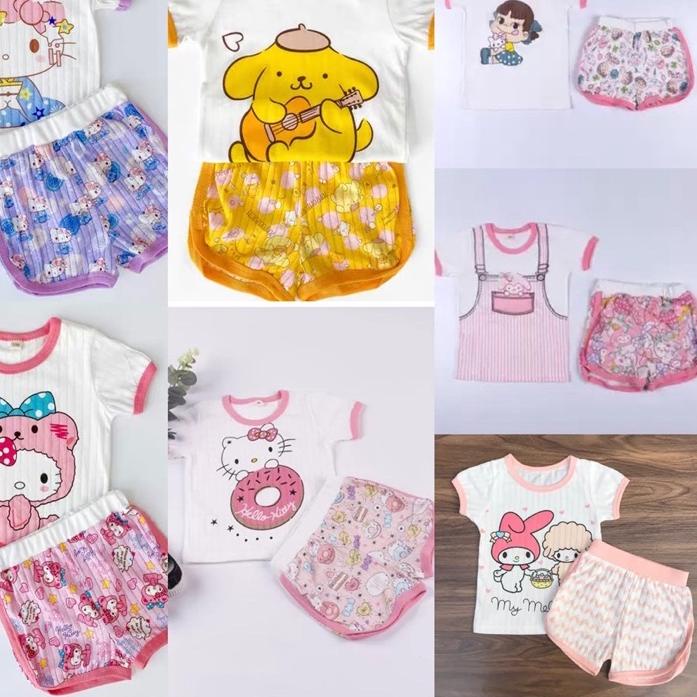 Kết Thúc Năm|R-1283||Sanrio Bộ Đồ Mặc Nhà Vải Cotton Mềm In Hoạt Hình hello kitty Đáng Yêu Cho Bé