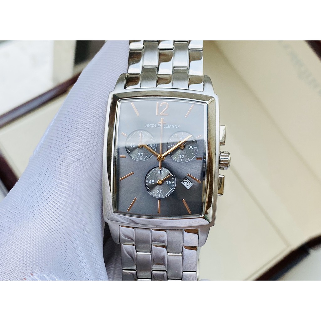 ĐỒNG HỒ NAM Jacques Lemans Men's 1-1906G Bienne Gray Dial Stainless Steel Watch