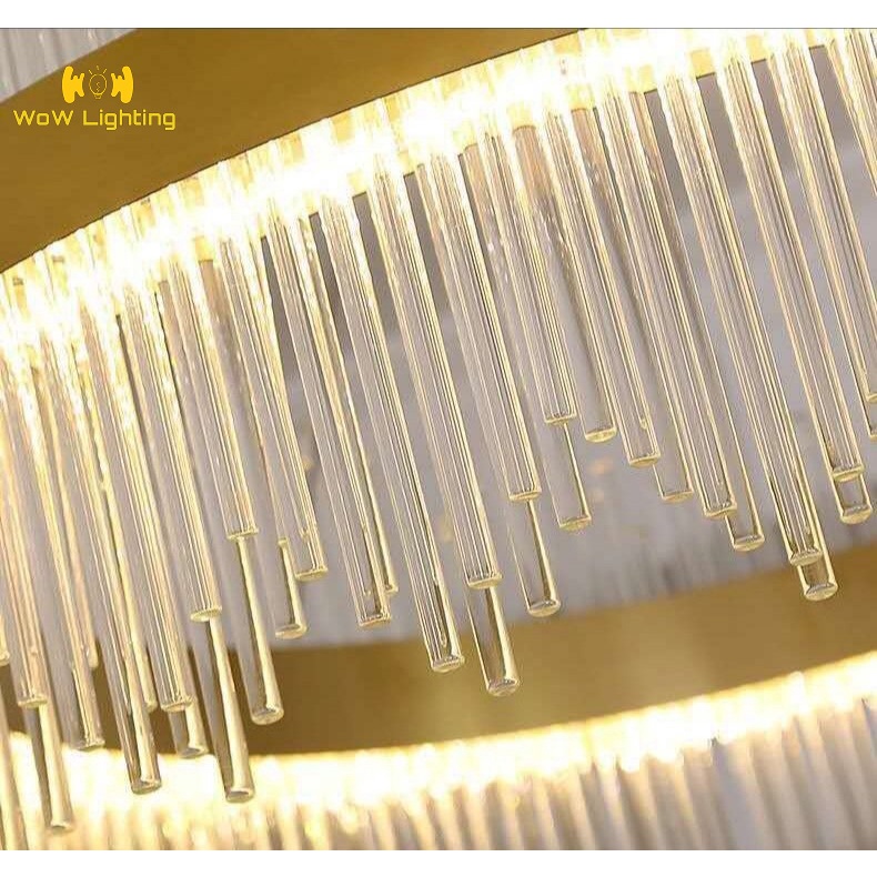 Đèn trang trí thả trần WOW LIGHTING dáng dài mã D6609, đèn treo phòng ăn, pha lê bling bling