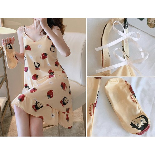 Đồ Ngủ, Váy Mặc Nhà, 2 Dây Cao Cấp, Sexy Quyến Rũ, Chất Liệu Cotton Mềm, Mịn, Mát Có Mút Ngực | BigBuy360 - bigbuy360.vn