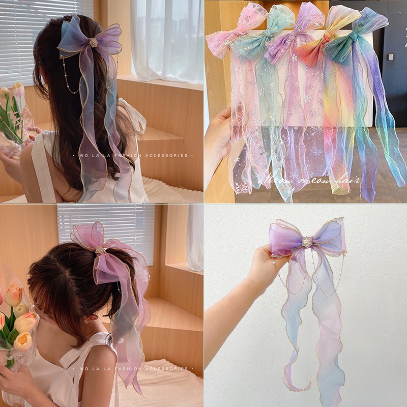 Kẹp Tóc Thắt Nơ Nhiều Màu Sắc Xinh Xắn Phong Cách Hàn Quốc Cho Bé Gái