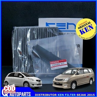 Bộ lọc Ac Ken màu đen + vỏ bọc bằng sợi Carbon cũ Yaris, Old Vios (Code 012)