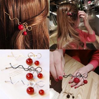 Kẹp tóc kim loại đính quả cherry