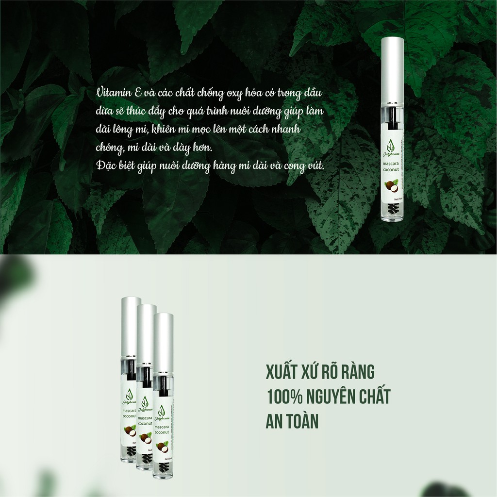 Mascara dầu dừa chuốt mi giữ ẩm,  làm dài mi 5ml JULYHOUSE - NATURALMART