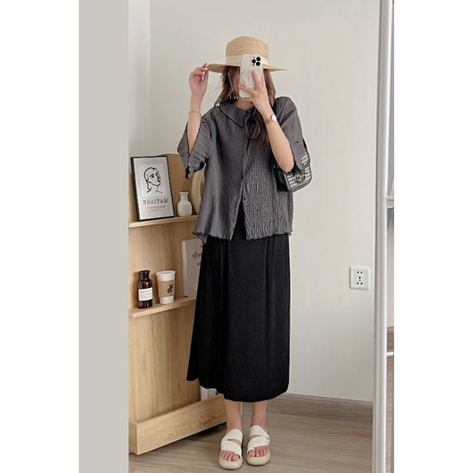Chân váy xếp ly cạp chun