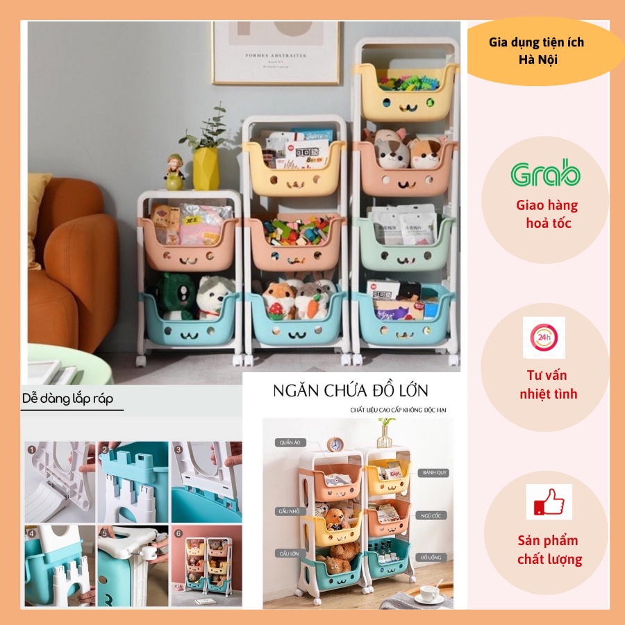 Kệ Gấu Hokori Việt Nhật đựng đồ đa năng - Kệ Nhựa hình gấu 2,3 tầng có bánh xe di chuyển tiện lợi