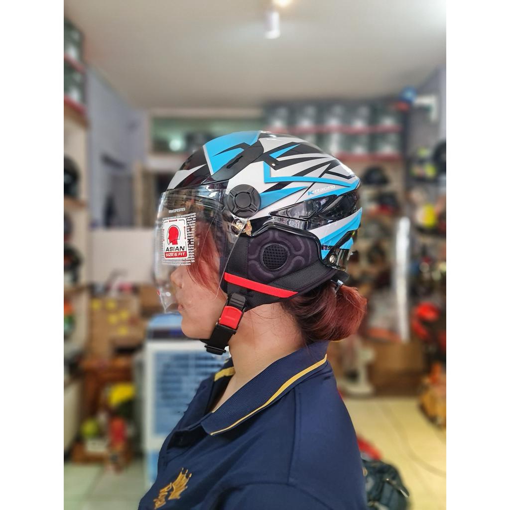 Nón bảo hiểm KYT Tiger Jet màu 03 đen xanh bạc chính hãng