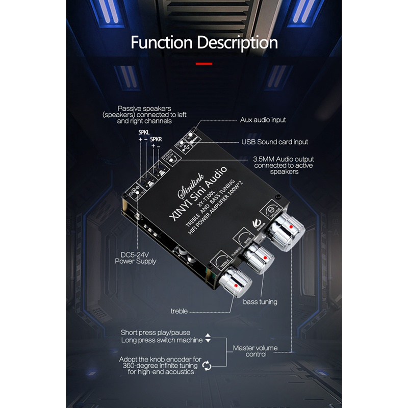 Bảng Mạch Khuếch Đại Âm Thanh Bluetooth 5.0 100W + 100W 2.1 Kênh 2.1 Chuyên Dụng Cho Gia Đình XY-T100L