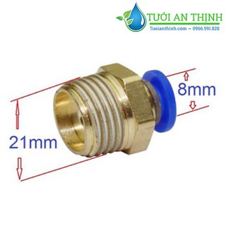 Răng 21mm Ra 8mm Dùng Trong Hệ Thống Phun Sương - Cút Nối Đồng Ren Ngoài 21mm Ra Ống 8mm