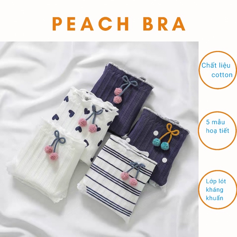 Quần lót cotton viền ren Peach bra đáng yêu ôm mông kháng khuẩn thấm hút tốt freesize đến 62kg | BigBuy360 - bigbuy360.vn
