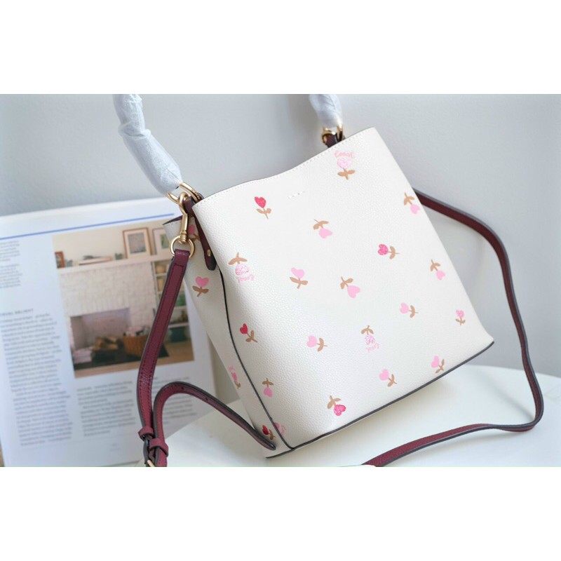 Túi xách Coach bucket Wallet thêu hoạ tiết siêu xinh