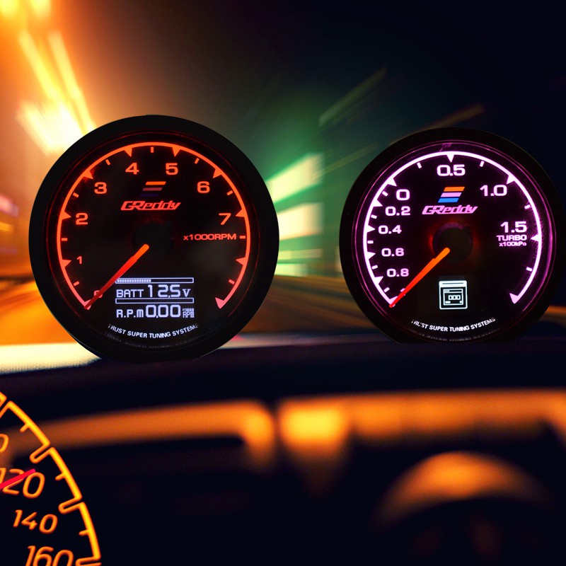 Đồng Hồ Đo Tăng Áp Điện Áp RPM Màn Hình LCD 7 Màu Sắc 62mm Chất Lượng Cao