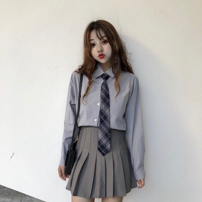 Set chân váy, sơ mi thắt cà vạt phong cách HQ KÈM ẢNH THẬT Ở CUỐI  - XN04