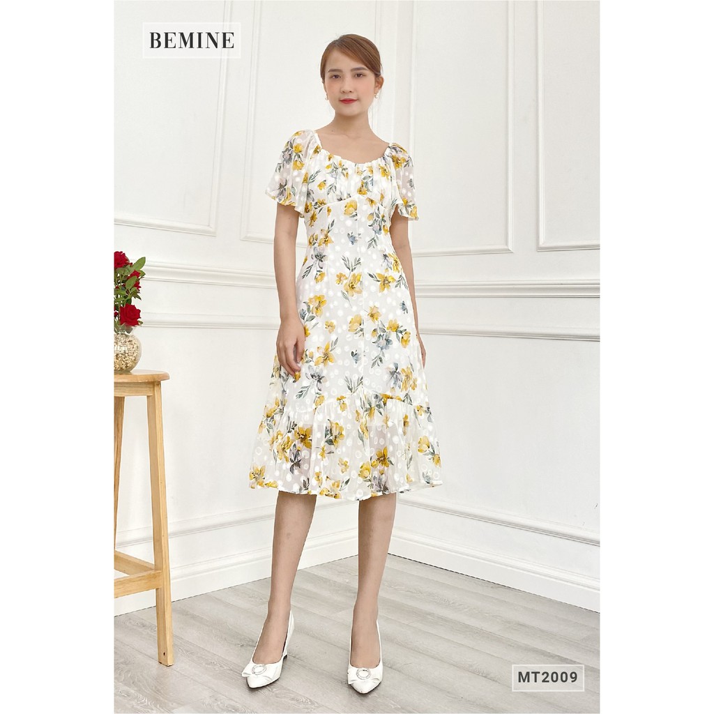 Đầm hoa ly ngực tùng đuôi cá cánh tiên BEMINE MT2009VANG | BigBuy360 - bigbuy360.vn
