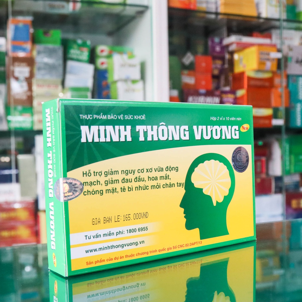 Minh Thông Vương (New), hỗ trợ tăng tuần hoàn máu, giảm đau đầu, chóng mặt, mất ngủ, (hộp 20 viên - Hàng chính hãng)