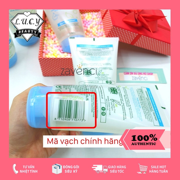 Hàng UK- Sữa Rửa Mặt Dưỡng Ẩm, Làm Sạch Sâu Simple Water Boost Micellar Facial Wash Gel Màu Xanh Dương Da Khô Nhạy Cảm